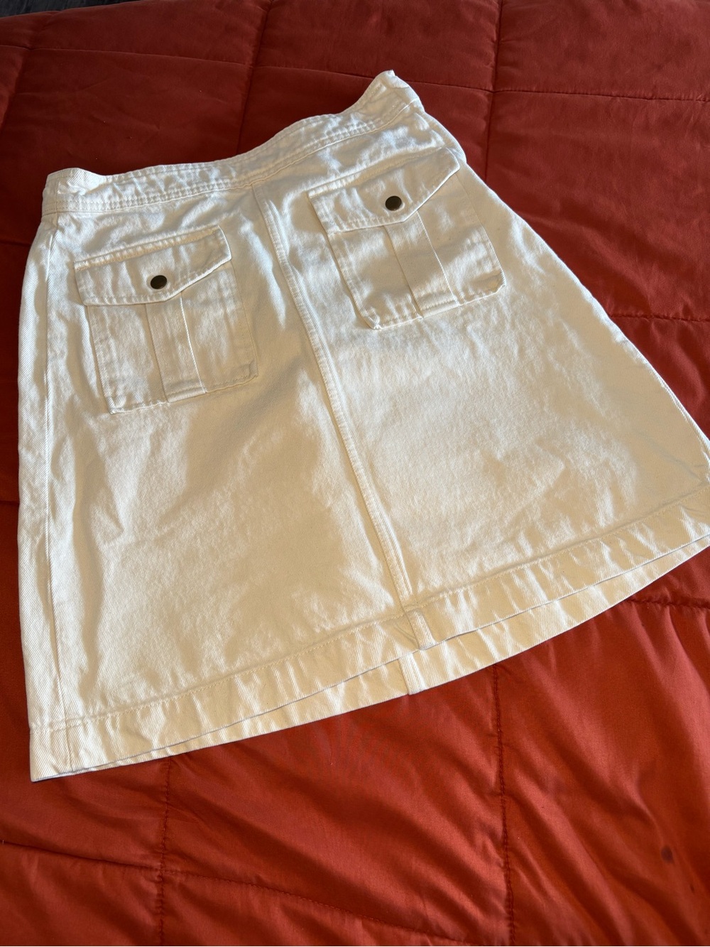 J. Crew Denim Cream A-Line Skirt with Front & Back Pockets Side Zipper
